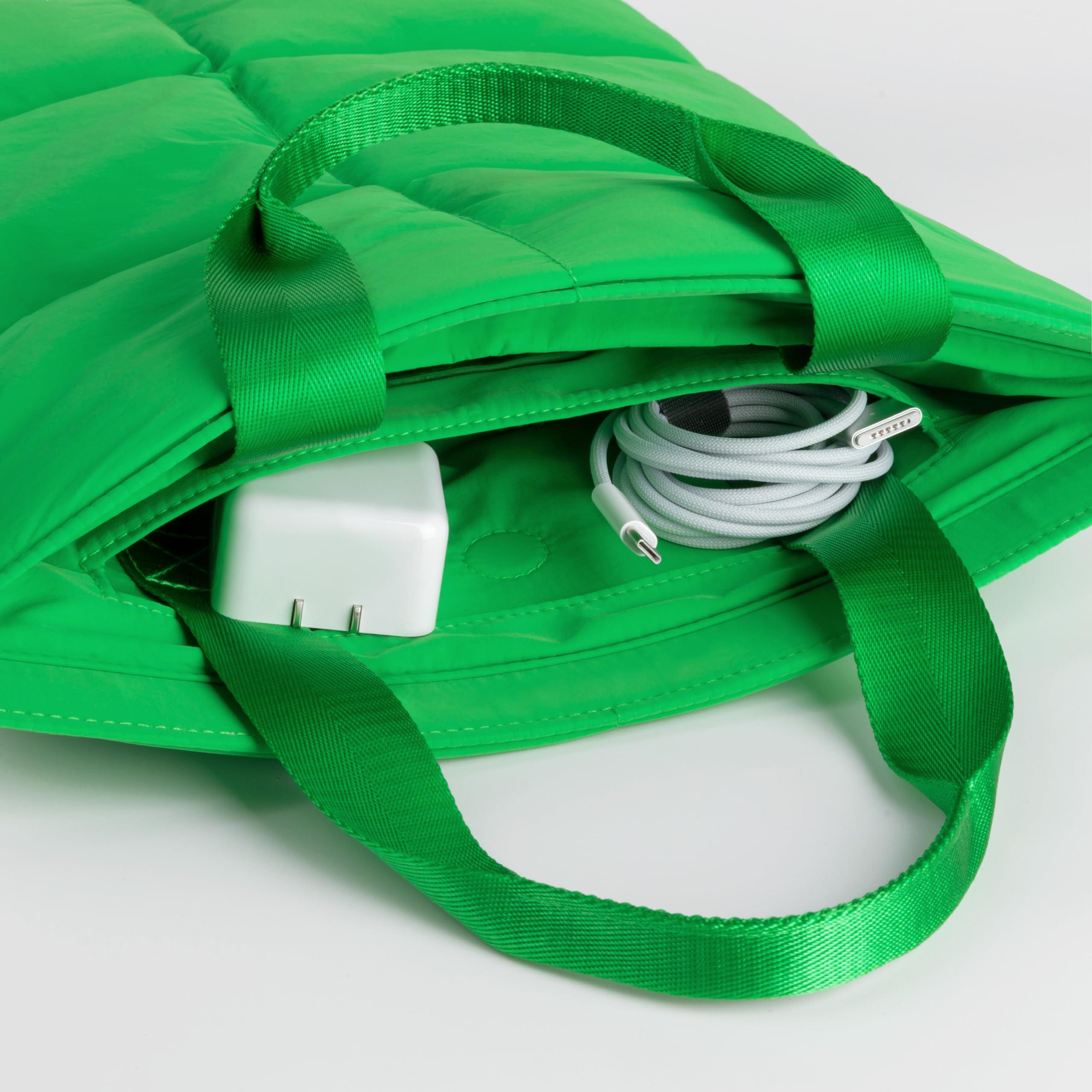 Comfyable Comfyable Puffy Laptop Sleeve 15 16 Inch, Quilted Puffer Laptop Carrying Case with Handle, Pillow Case Compatible for MacBook Air 15 in M3 2024 & MacBook Pro 16 in 2024 M4, Puff Cover, Green