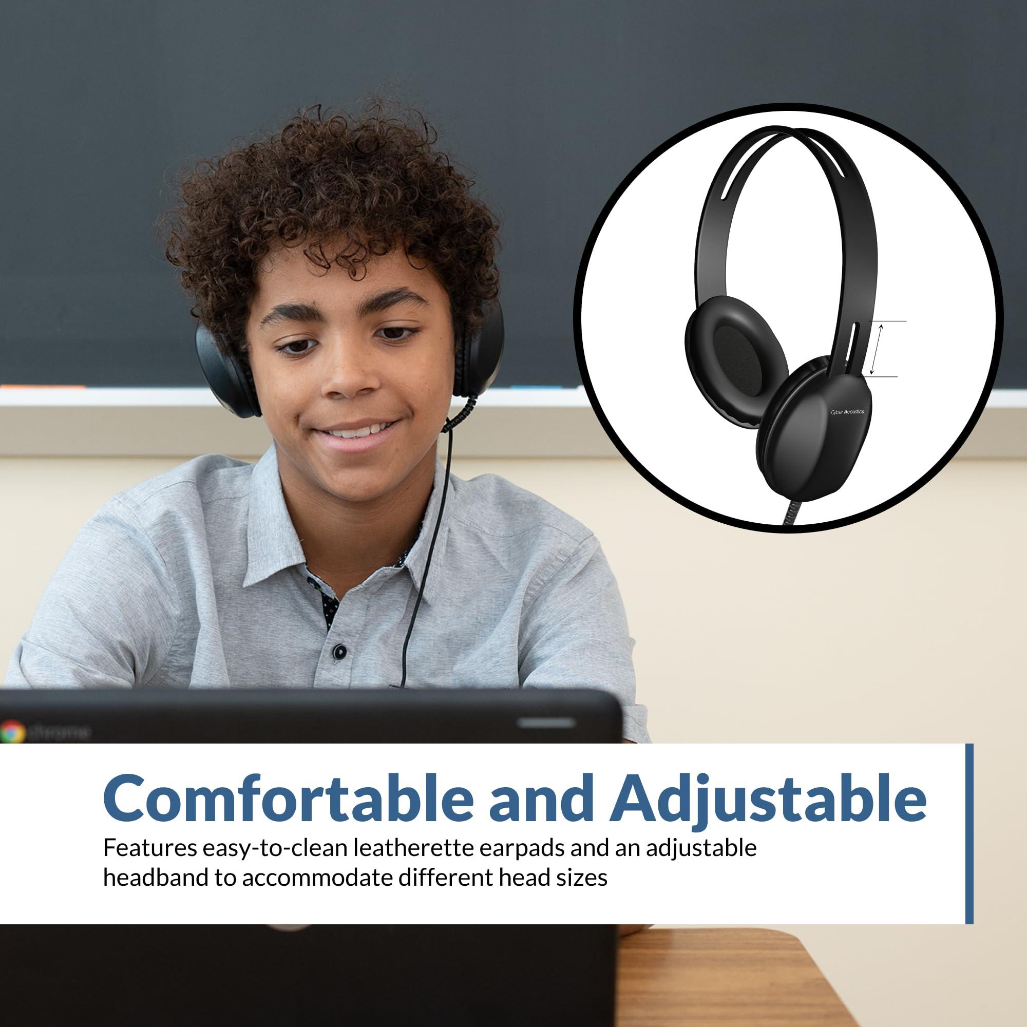Cyber Acoustics Cyber Acoustics Lightweight 3.5mm Headphones (ACM-4004-5) - Great for use with Cell Phones,Tablets, Laptops, PCs, Macs - 5 Pack
