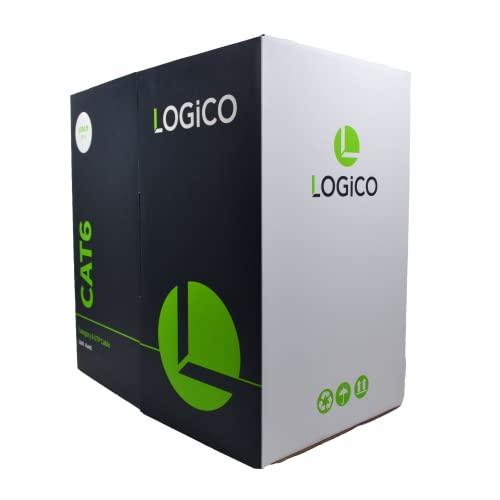 LOGICO LOGICO Cat6 UTP Bulk Ethernet Network Cable 23AWG 550Mhz Pure Copper Riser White 1000ft