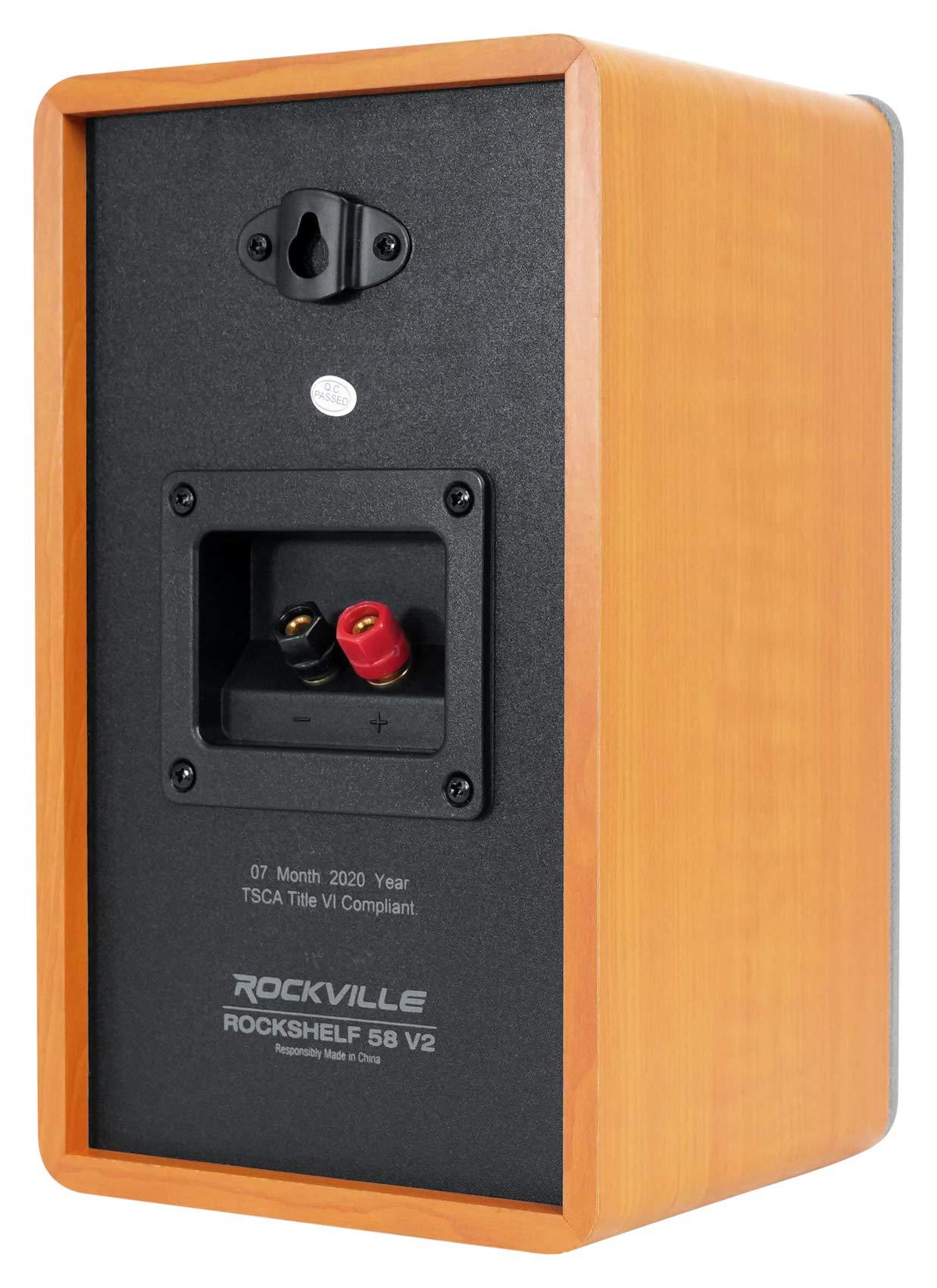 Rockville (2) Rockville RockShelf 58C Wood 5.25" Home Bookshelf Speakers+8" Wood Stands