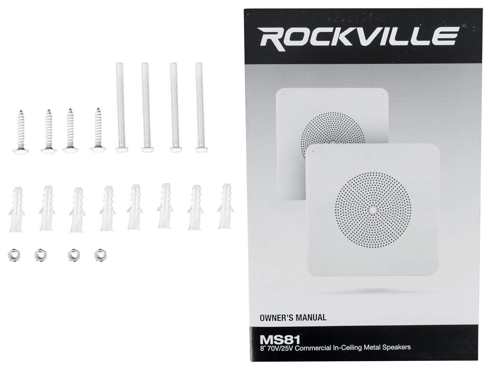 Rockville Rockville RCS350-6 350 Watt 6 Zone 70v Commercial/Restaurant Amplifier/Bluetooth Bundle with (36) MS81 Metal 8" 70v Commercial Background Music PA Ceiling Speakers