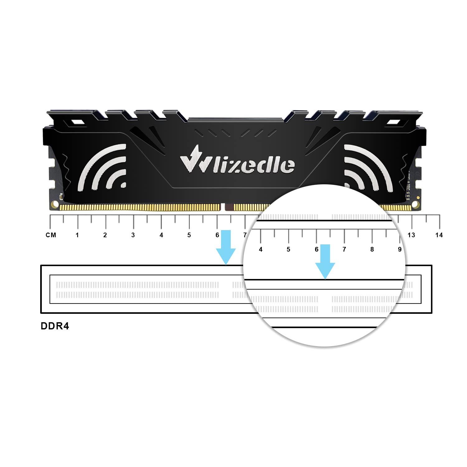 Wlizedle DDR4 RAM 16GB Kit (2x8GB) 3200MHz XMP 2.0 CL16 UDIMM Wlizedle Desktop Memory PC4-25600 288-Pin 1.35V 1Rx8 Non-ECC Unbuffered PC Computer Sdram Sticks Module Upgrade, Black