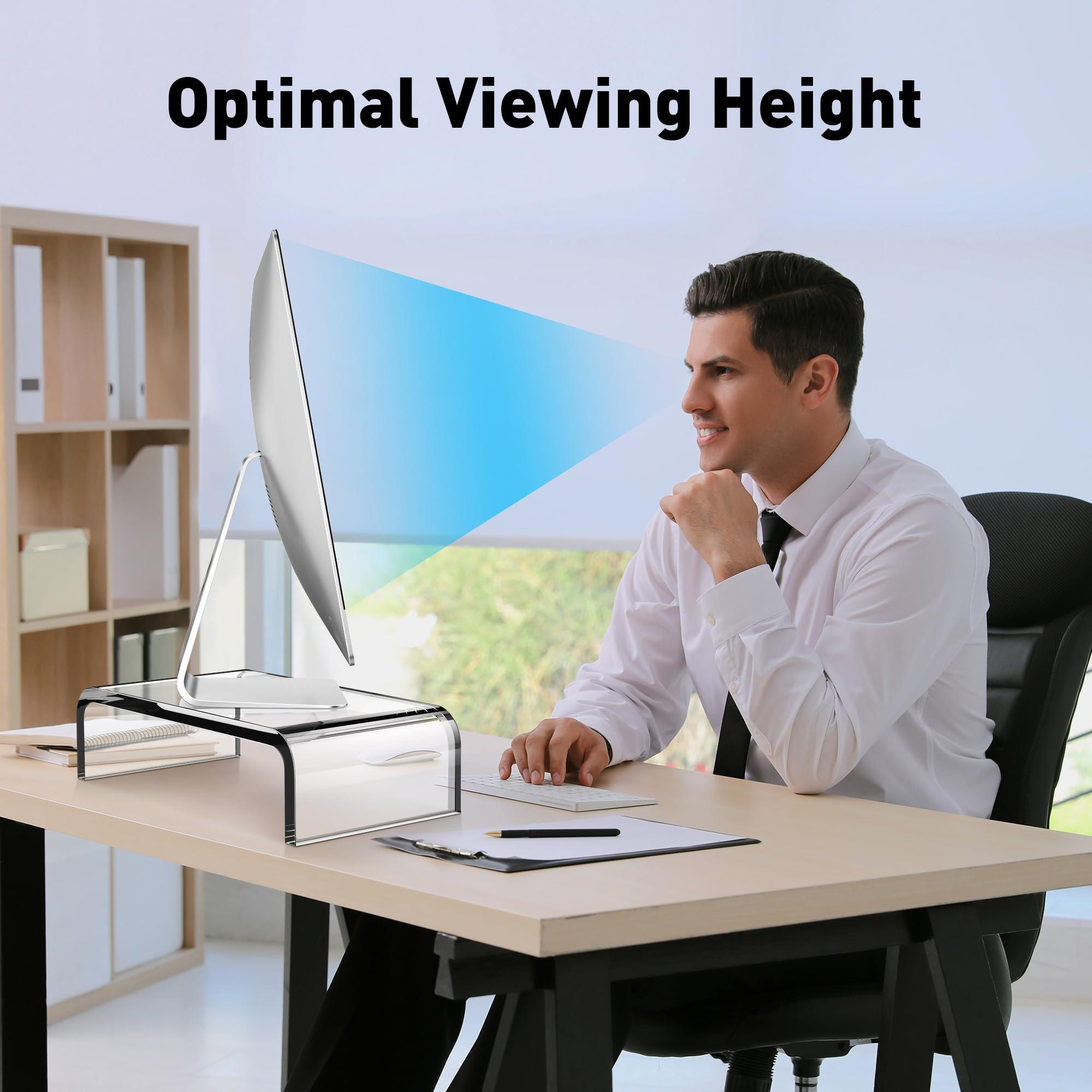 AboveTEK AboveTEK Acrylic Monitor Stand, Premium Large Monitor Riser, Crystal Clear Acrylic Computer Stand Laptop Desk Stand for Home Office Printer TV Screen Keyboard Storage