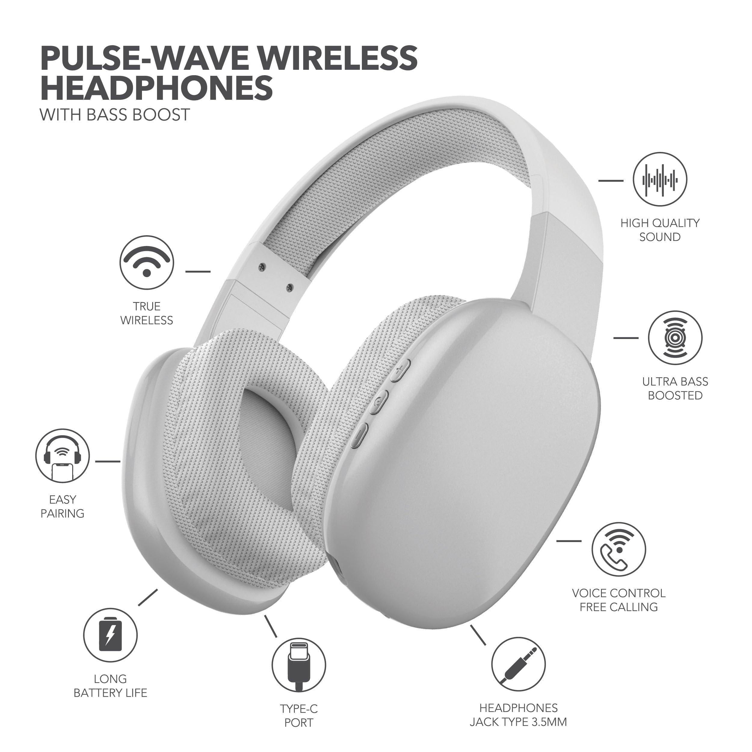 RCA RCA Wave-56 Wireless Headphones, 20 Hour Battery Life, Hi-Res Audio, Enhanced Bass, Transparency Mode, Lightweight Comfort, Travel Friendly Design, White