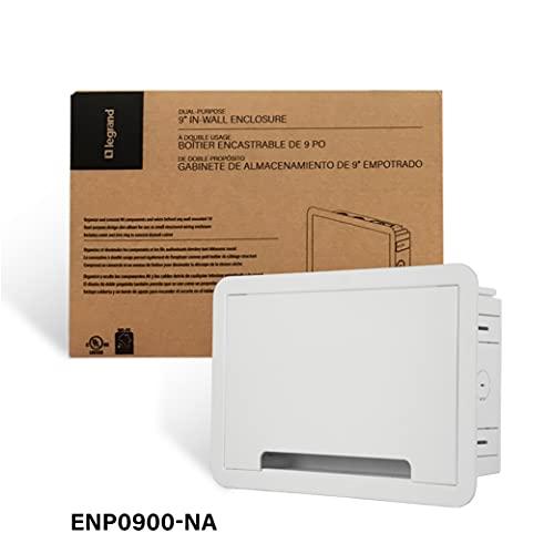 On-Q Legrand - OnQ Cable Management, Structured Media Enclosure, in-Wall Enclosure, TV Home Theater Box, Recessed Storage Box, Dual Purpose, 9 Inches, white (ENP0900-NA)