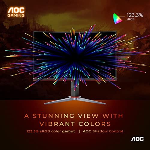 AOC AOC C32G2 32" Curved Frameless Gaming Monitor FHD, 1500R Curved VA, 1ms, 165Hz, FreeSync, Height adjustable, 3-Year Zero Dead Pixel Policy, Black