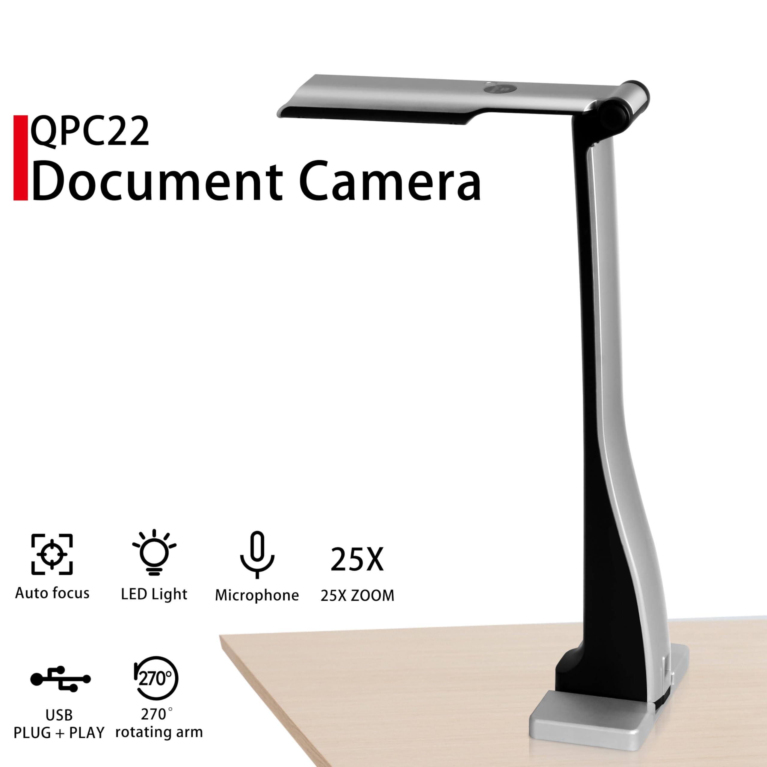 QOMO QOMO ScannerCam 22 Portable 8.0 MP USB Document Camera with Built-in Mic and LED Light for MAC, PC, Chromebook. Designed for Online Learning, Web Meeting and Document Scanning