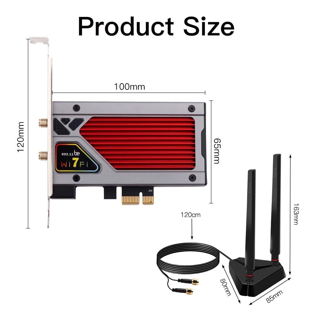 F FENVI Fenvi WiFi 7 RGB Light PCI-E WiFi Card BE200 BT5.4 Tri-Band 8774Mbps 802.11BE BE200NGW Desktop Network Adapter Instead of Your WiFi 6/WiFi 6E Card Support Windows 10/11 Not for AMD Motherboards