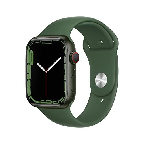 Apple Apple Watch Series 7 (GPS + Cellular, 45mm) Green Aluminum Case with Clover Sport Band, Regular (Renewed)
