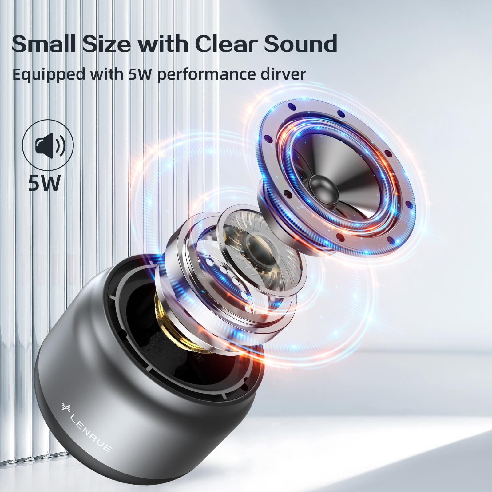 LENRUE LENRUE Bluetooth Speaker,Small Portable Speakers,Mini Wireless Speaker with 5W Clear Sound,15H Playback Time,Gift for Men/Women/Kids/Boys/Girls,Home and Outdoor Activities (Gray)