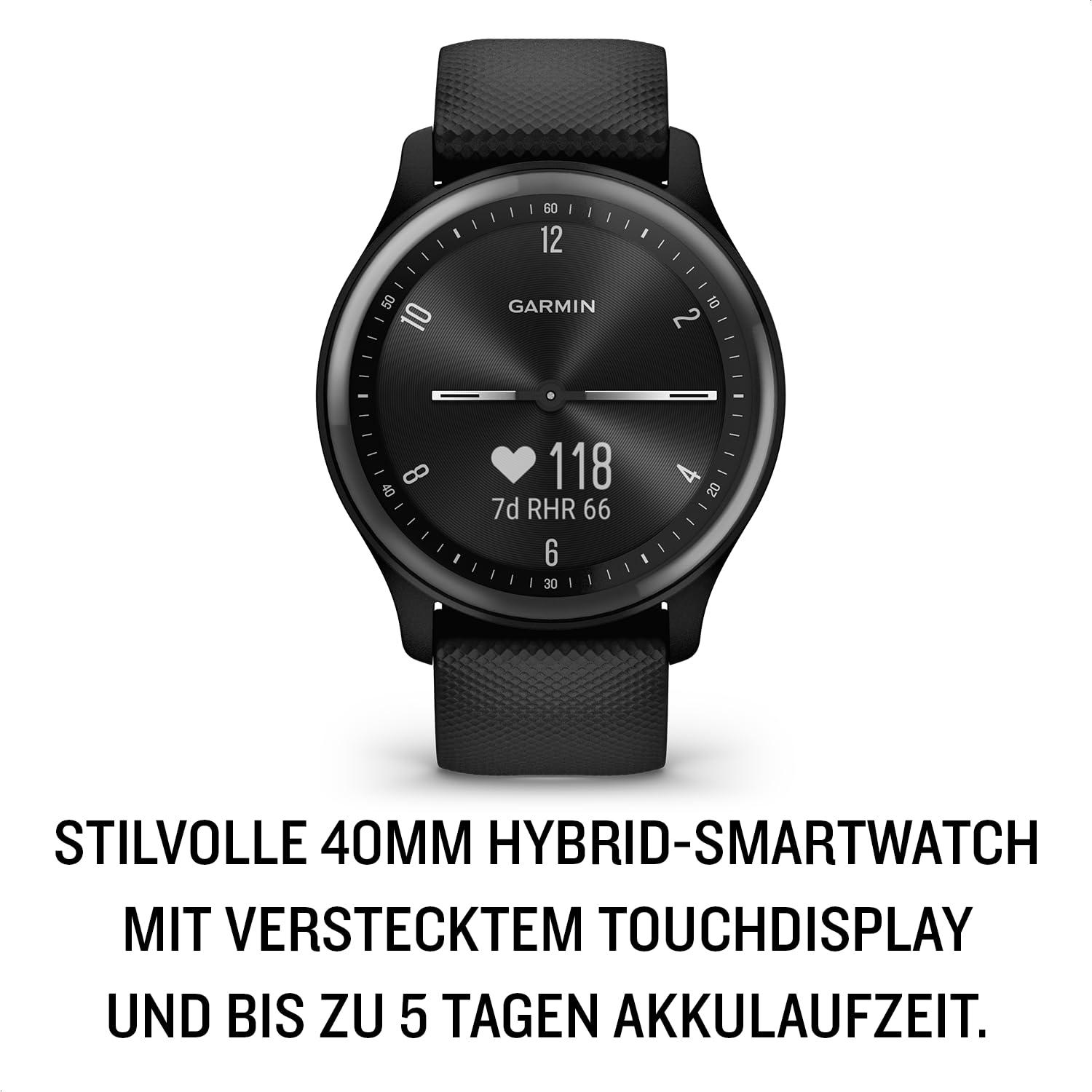Garmin Garmin vivomove Sport, Hybrid Smartwatch, Health and Wellness Features, Touchscreen, Black