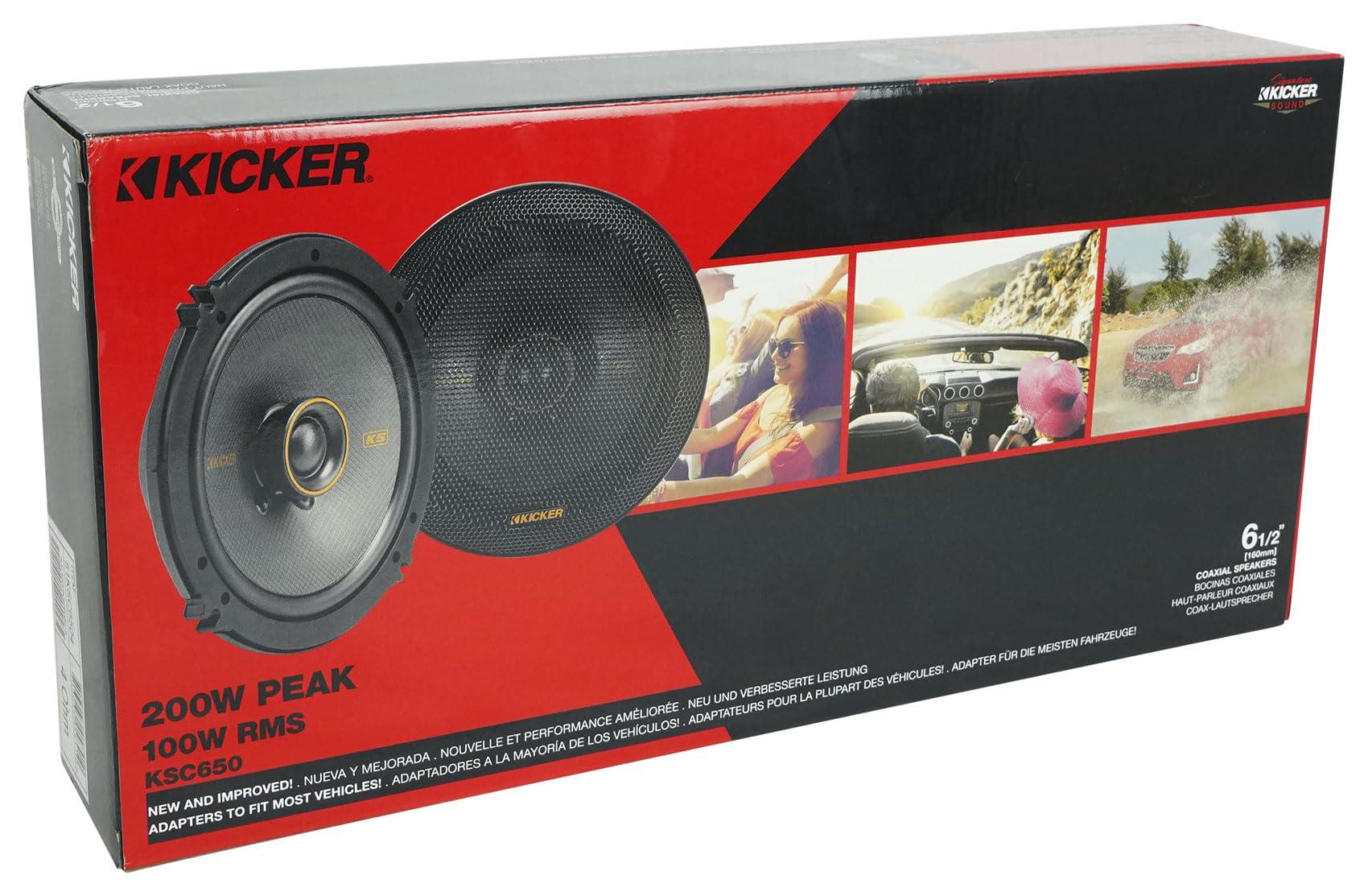 Audiosavings Audiosavings Bundle: (2) Kicker 51KSC6504 6.5" 100 Watt RMS Car Audio Speakers KSC6504 KSC650 Bundle with (2) Rockville RPB3-BLACK Handheld Wireless Linking Portable Bluetooth Speakers(4 Items)