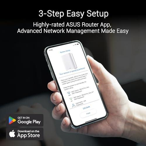 ASUS ASUS ZenWiFi BQ16 Pro Quad-Band WiFi 7 Mesh Router (2 Pack), up to 8000 sqft, 2X 10G Ports Each, Smart Home Master with Multi-SSID, VPN & Parental Controls, Subscription-Free Security, AiMesh
