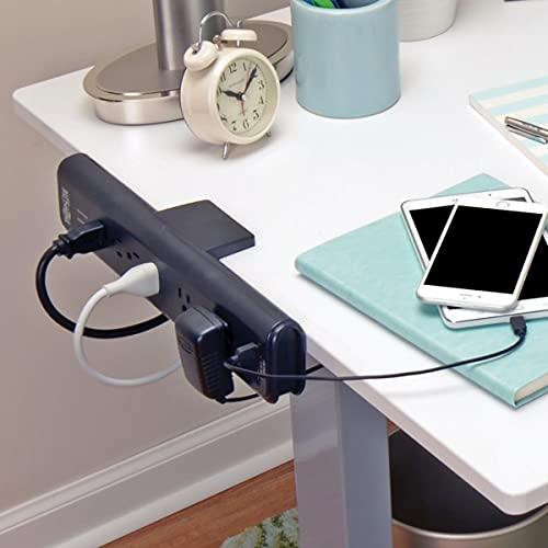Tripp Lite Tripp Lite Desk Clamp Surge Protector Power Strip, 6-Outlets & 2 USB, Microbrial Resistant, 8 ft Braided Cord, 2100 Joules, 1875W, 40,000 Insurance & Lifetime Manufacturer's Warranty (TLP608DMUAM)