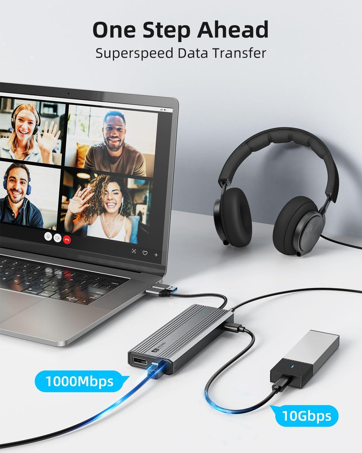 SAN ZANG MASTER Displaylink Dock,Displaylink Docking Station Dual Monitor,10Gbps USB C Docking Station for MacBook M1/M2/M3/Windows,Laptop Docking Station with 2 HDMI 4K,2 PD 4K, Ethernet,USB 3.2,Mic/Audio,100W PD