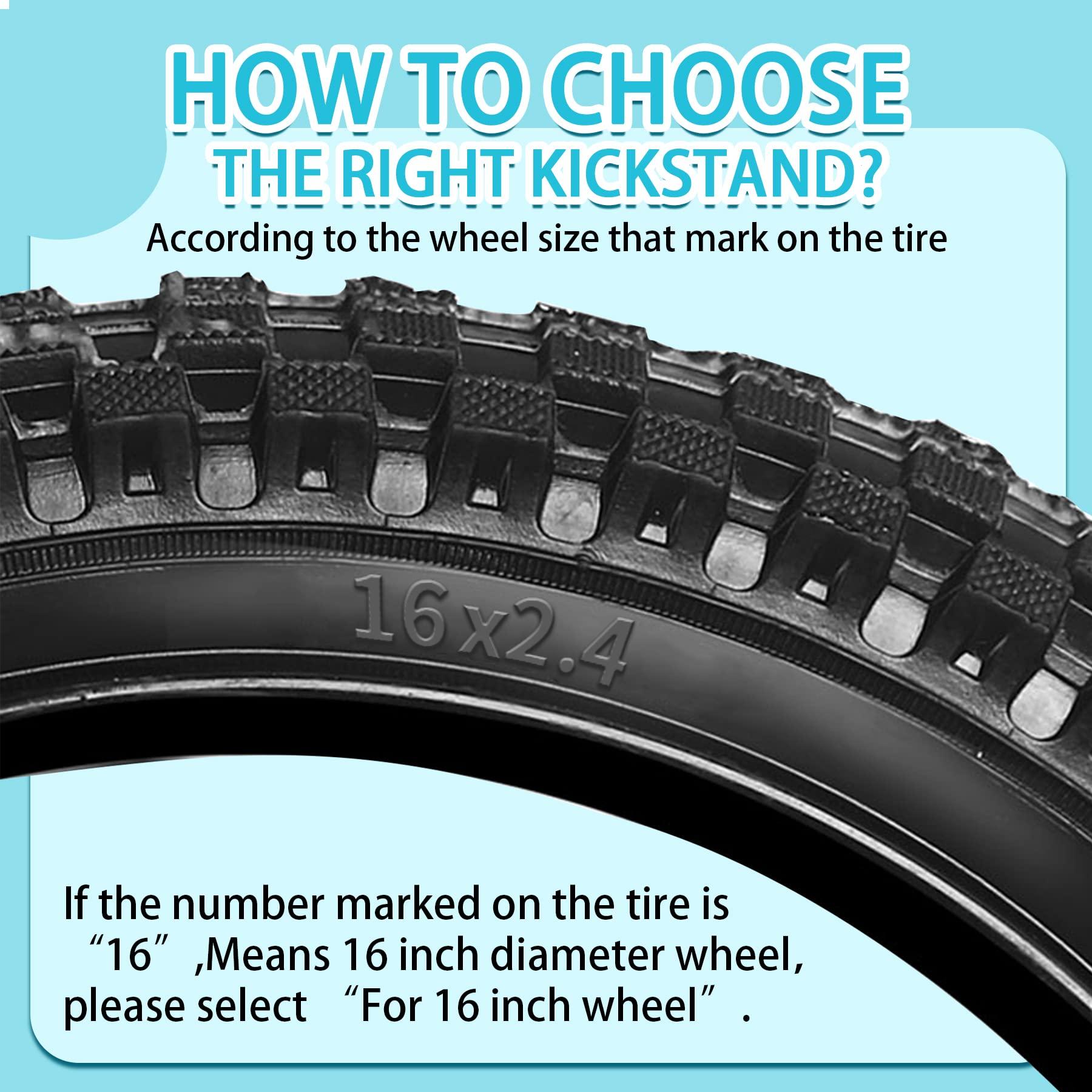 IPETRK IPETRK Kickstand for Kids Bike for 16 18 20 Inch Adjustable Folding Center Mount Children's Bicycles Black Aluminium Alloy Bike Kick Stand Easy Install