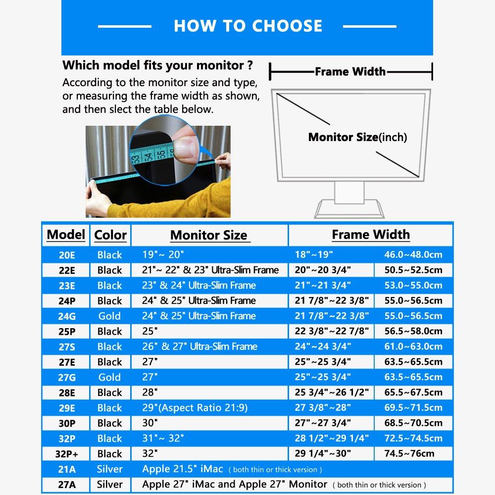 iLooker iLooker-27S 27 inch Ultr-Slim Frame LCD LED Video Monitor Hood Sunshade Sunhood for Dell HP Viewsonic Philips Samsung LG EIZO NEC ASUS ACER BENQ AOC Lenovo, Fits Monitor Frame Width 610-630mm