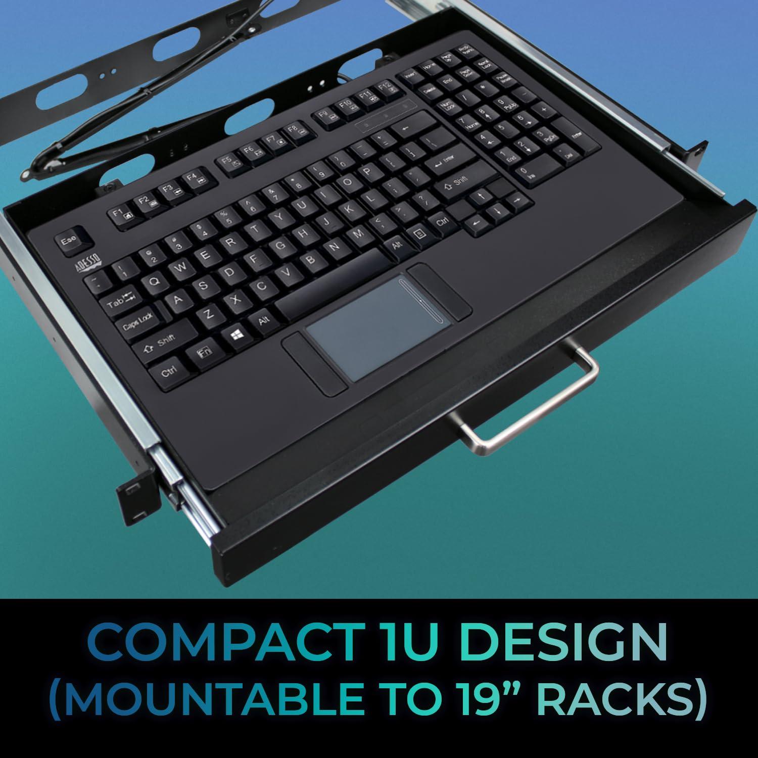 Adesso Adesso AKB-425UB - Easytouch Rackmount USB Touchpad Keyboard, Black