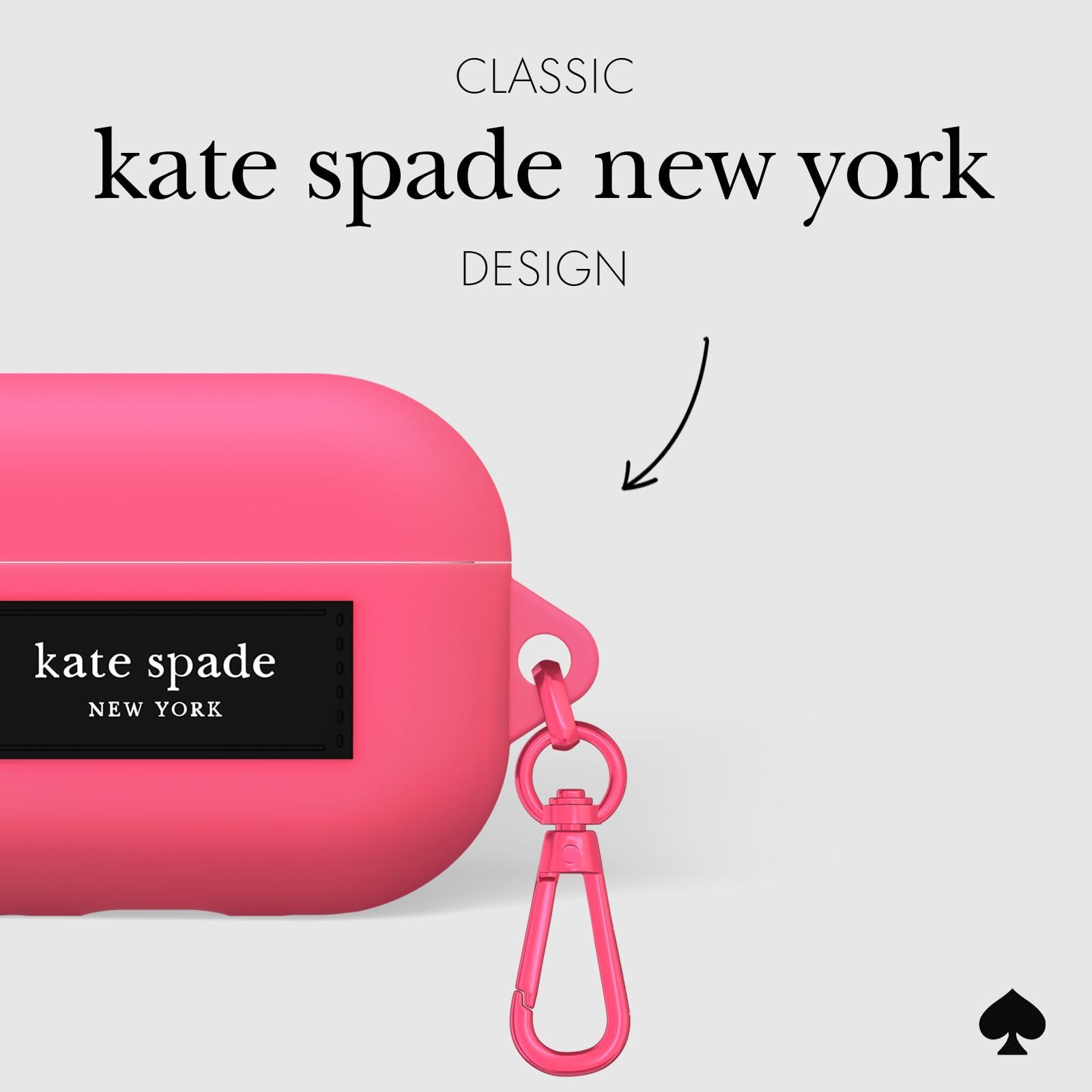 kate spade new york kate spade new york AirPods Pro 2nd / 1st Generation case with Keychain Ring - Pom Pom Pink, Silicone Cover for AirPods Pro 2nd / 1st Generation