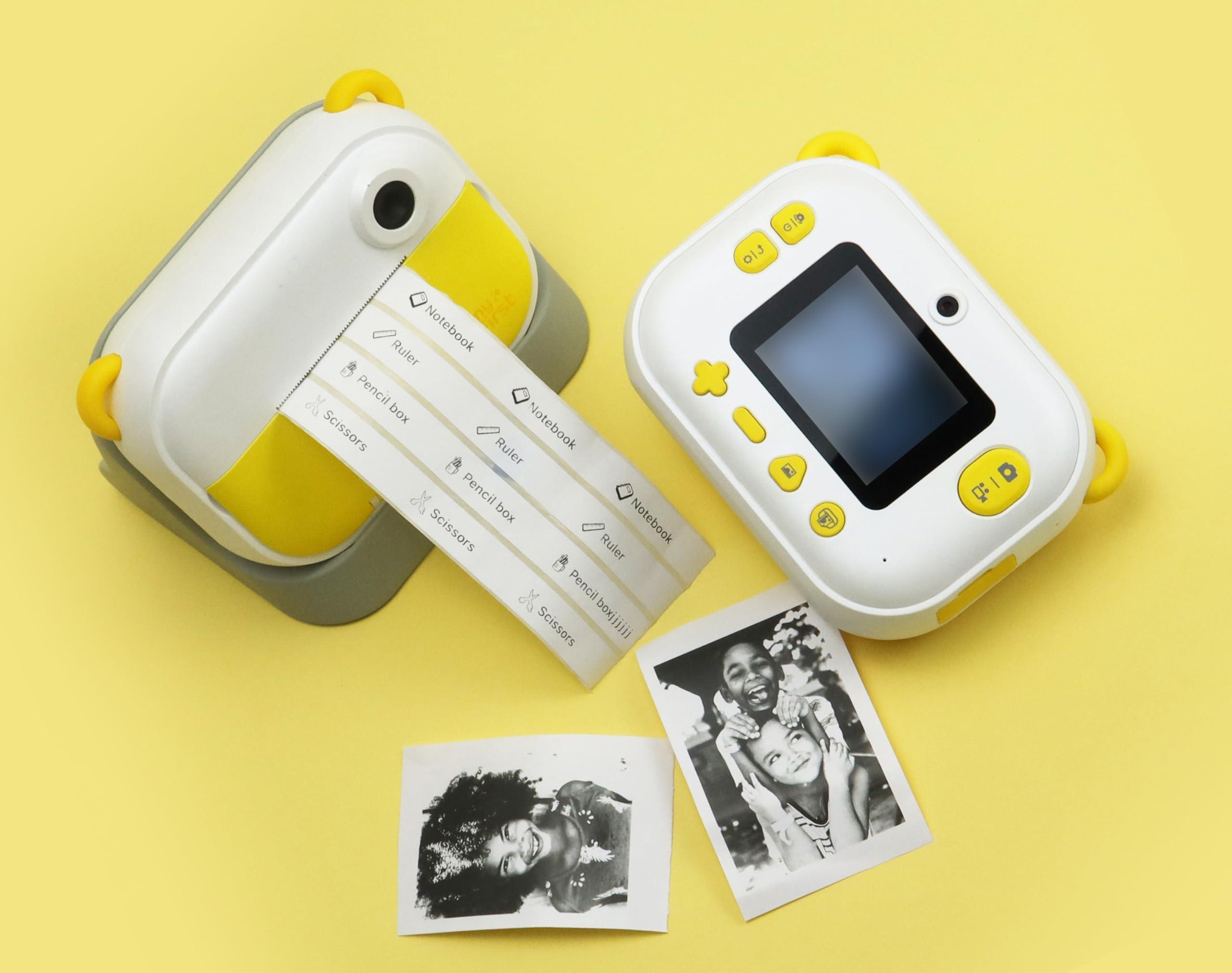 Oaxis myFirst Camera Insta Wi - Kids Digital Camera Instant Print, Label Maker, Unlimited Printing, 12MP Photos 1080P Video and Selfie Lens, Memory Card, Neck Lanyard, for Kids 3-12 (Yellow)