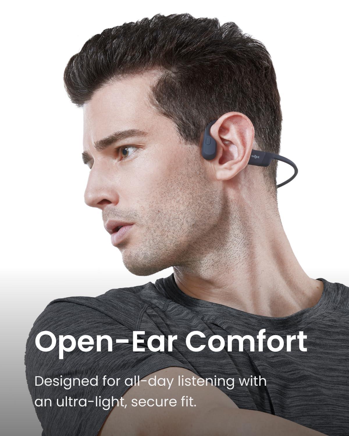 SHOKZ SHOKZ OpenRun (AfterShokz Aeropex) - Open-Ear Bluetooth Bone Conduction Sport Headphones - Sweat Resistant Wireless Earphones for Workouts and Running - Built-in Mic (Renewed)