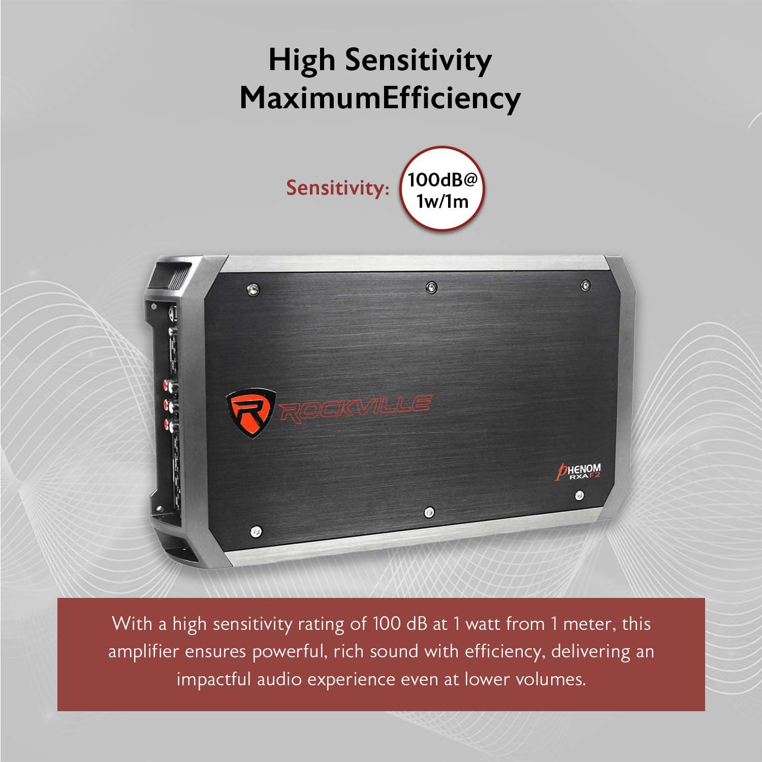 Rockville Rockville RXA-F2 2400W 4-Channel Car Amplifier, Dyno-Certified RMS, MOSFET Power Supply, ELNA Capacitors, Class A/B, Perfect for Car Audio and Subs