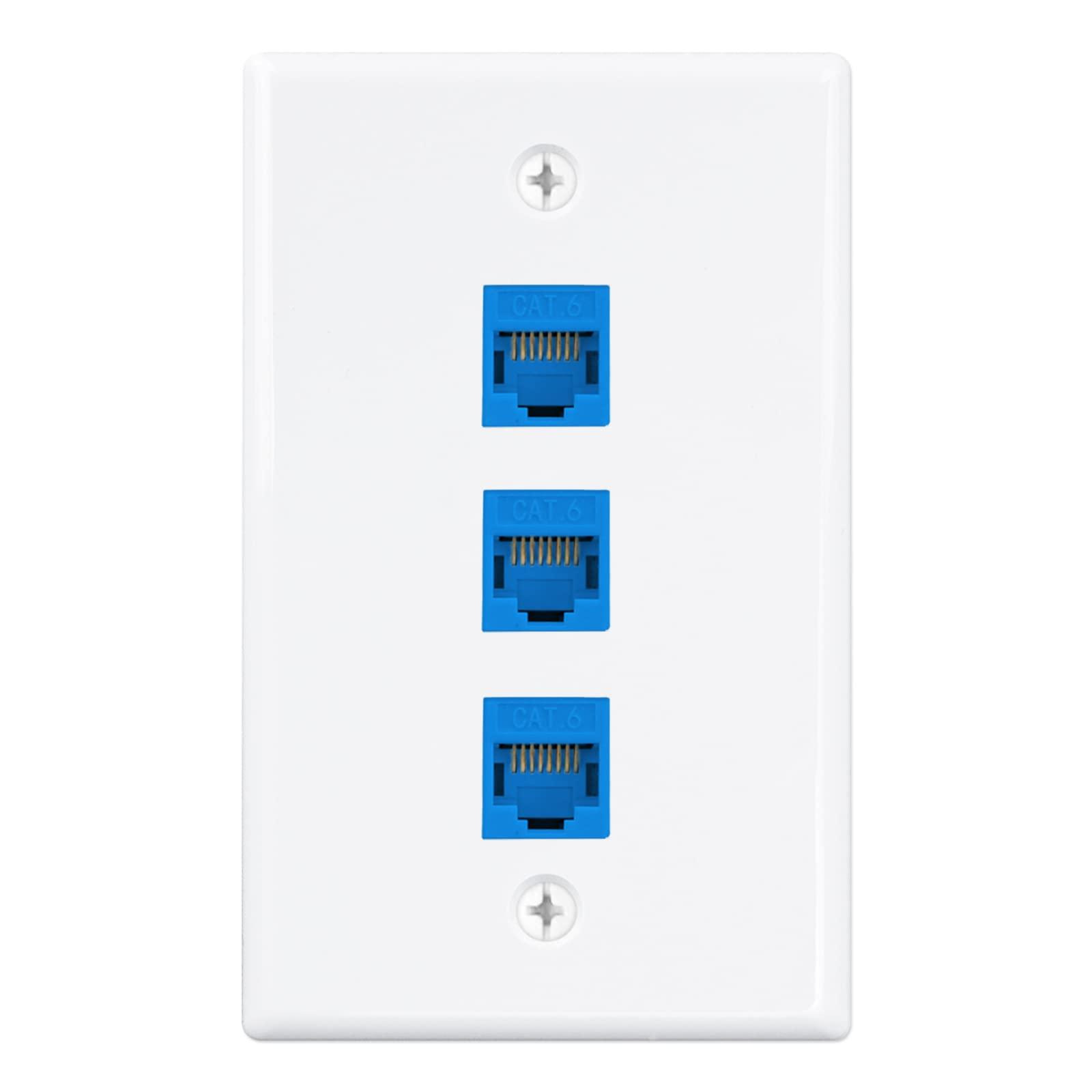 iwillink Iwillink (1-Pack) 3-Port Ethernet Wall Plate and (25-Pack) RJ45 Cat6 Keystone Coupler