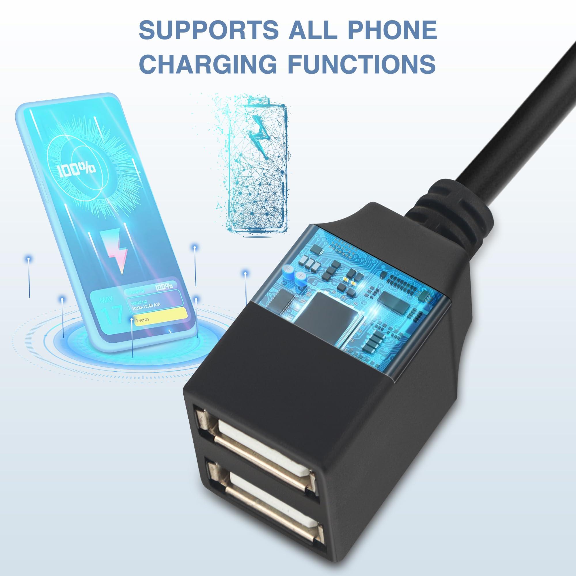 Plozoe OBD Constant Power Cable for Dash Camera,Compatible with Garmin Dash Cam,OBDII Adapter Cable with dual USB Interfaces,24 Hours Surveillance/Acc Mode with Low Voltage Protection 11.6-36V to 5V 3A