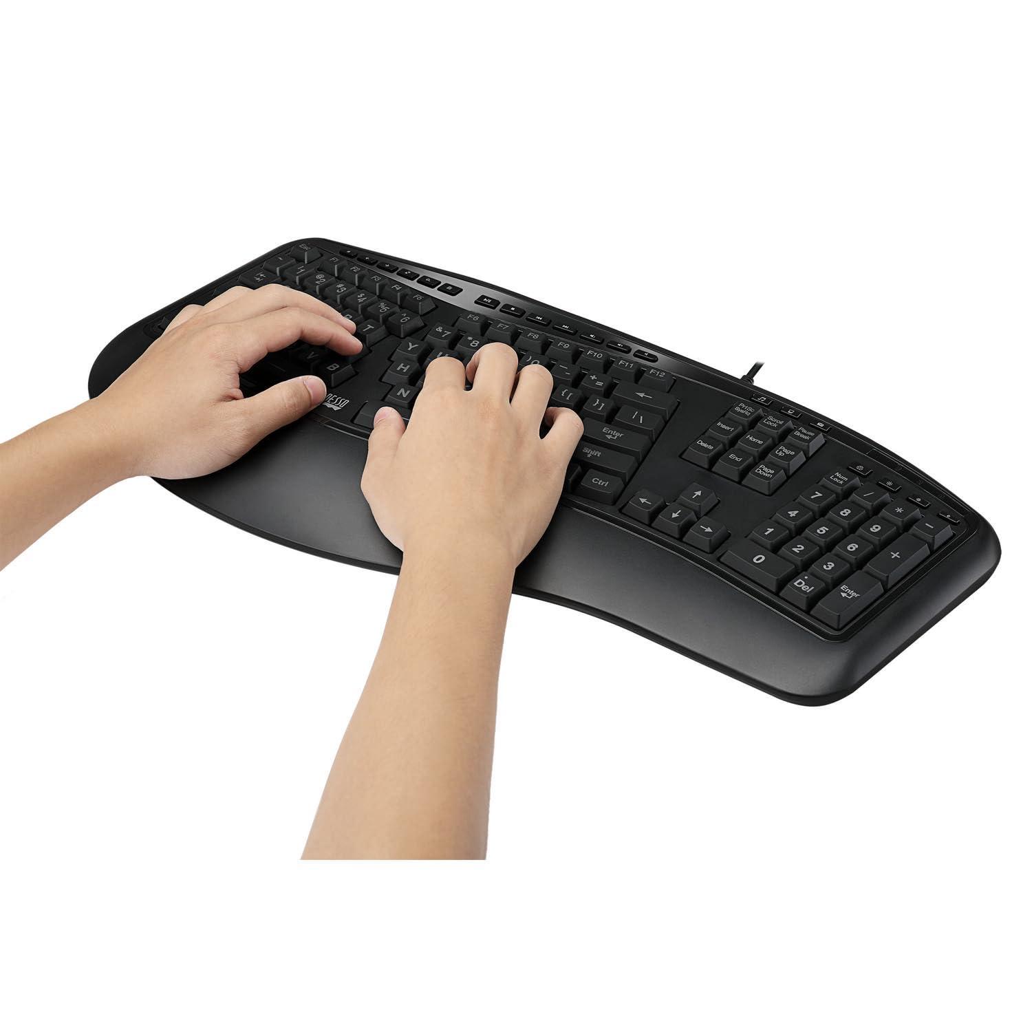 Adesso Adesso Tru-Form 150 3-Color Illuminated Ergonomic Keyboard AKB-150EB