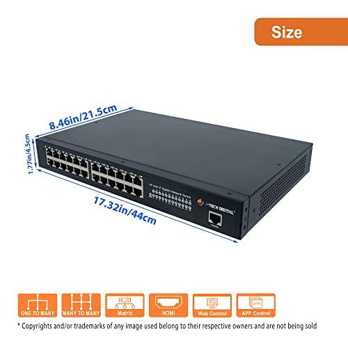 J-Tech Digital J-Tech Digital ProAV Customized 24 Ports Video/Audio Ethernet Switch for J-Tech Digital Unlimited N x N HDMI Extender Matrix Switch Switcher Extender up to 400ft(Network Switch)