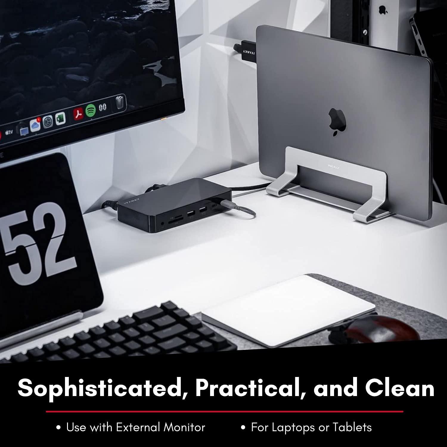 Macally Macally Compact Wired Keyboard and a Vertical Laptop Stand, Designed to Save Space