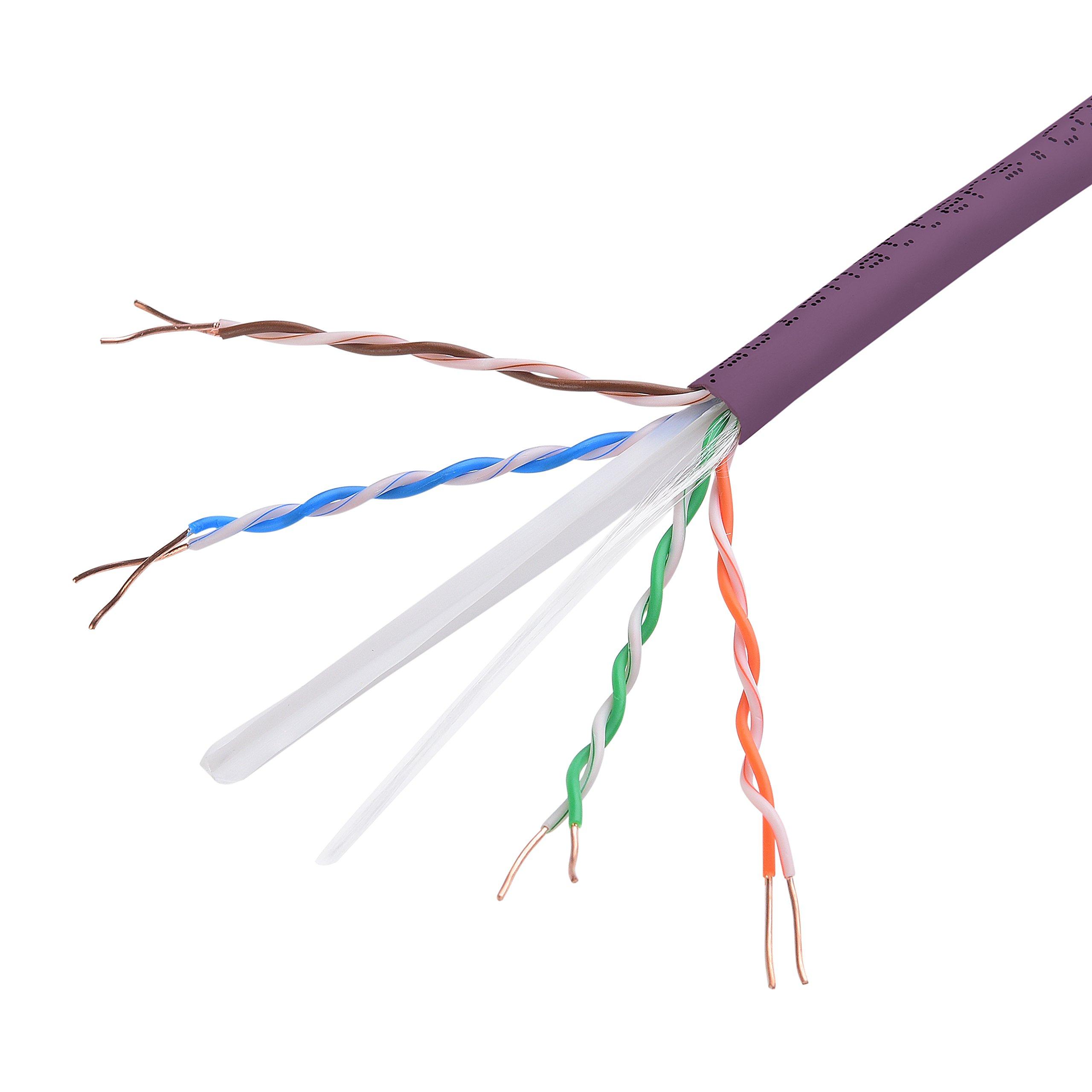 Cable Matters Cable Matters [UL Listed] 10Gbps in-Wall (CM) Rated 23AWG Bare Copper Cat 6 Cable 1000 ft (Cat6 Bulk Cable 1000 ft, Cat6 Ethernet Cable, Internet Cable, Network Cable) in Purple