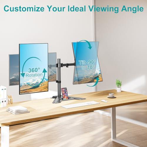 MOUNT PRO MOUNT PRO Dual Monitor Stand - Free Standing Full Motion Monitor Desk Mount Fits 2 Screens up to 27 inches,17.6lbs with Height Adjustable, Swivel, Tilt, Rotation, VESA 75x75 100x100, Black