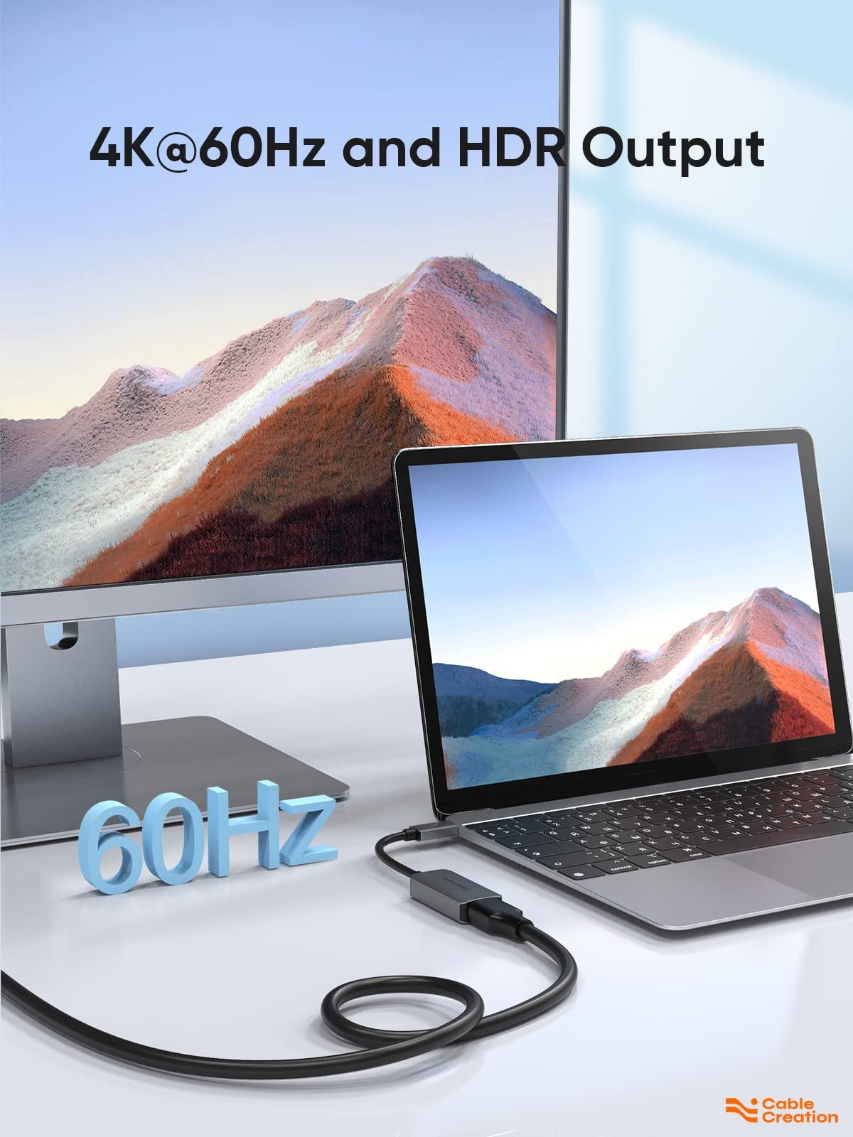 CableCreation CableCreation USB C to HDMI Adapter for Home Office 4K@60Hz HDR, Type C Male to hdmi Female Adapter Thunderbolt 3 Compatible, for MacBook/Pro/Air, iPad Pro, Surface Book 2, Galaxy S22/S20, Aluminum