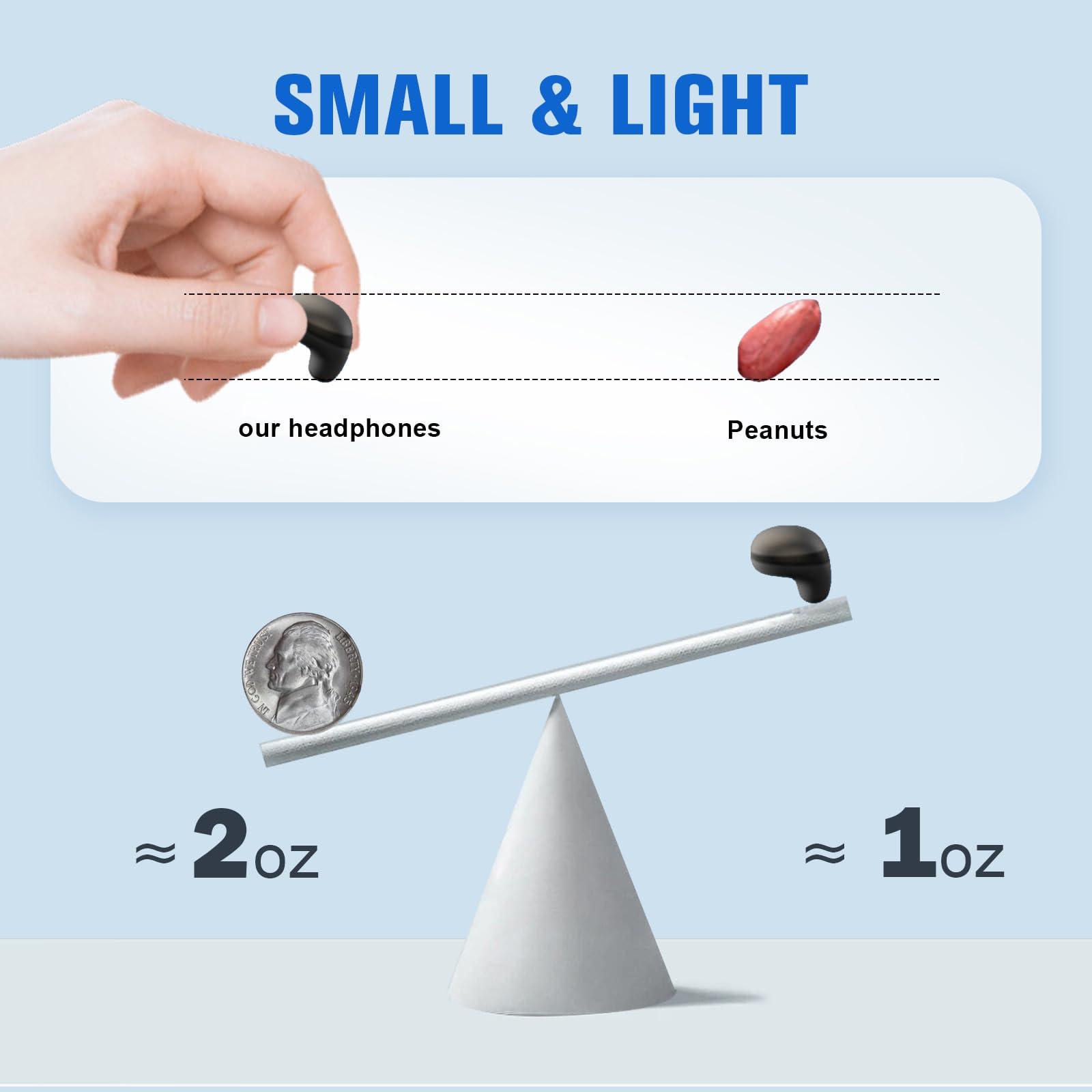 Loluka Invisible Smallest Mini Earbuds Wireless Bluetooth Ear Buds for Small Ears Canals, Discreet Low Profile Spy Earpiece Wireless Tiny Micro Hidden Earbuds with Microphone Small Headphones for Work-Black