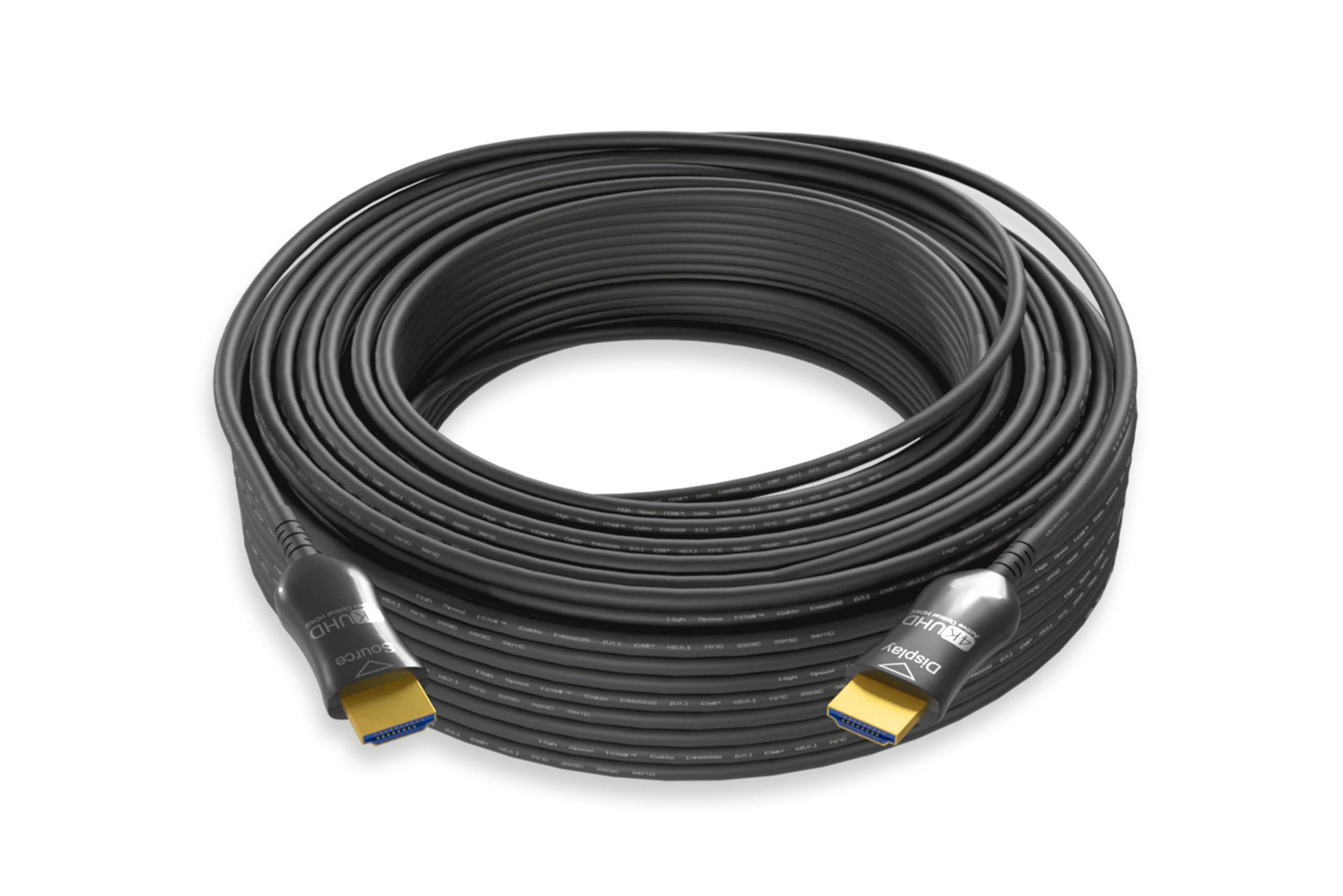 Cablelera Cablelera 4K UHD CMP HDMI Cable 2.0, Hybrid Active Optical Cable (AOC), 18Gbps Hyper Fast Long Distance Data Transmission, ARC, HDCP, NVIDIA, AMD, PS5, Xbox, Gaming, Movie, Plenum Rated, 100ft