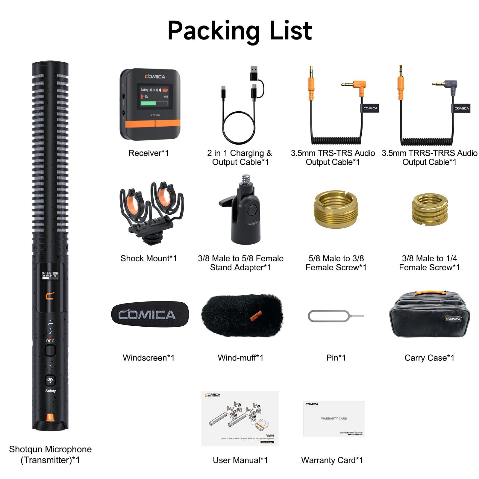 COMICA COMICA VM40 Shotgun Microphone 48kHz/32-bit Float Recording, Wired & Wireless Modes, 32GB Onboard Storage Compatible with Canon, Nikon, Sony Cameras & Camcorders for YouTube, Interviews & Filming
