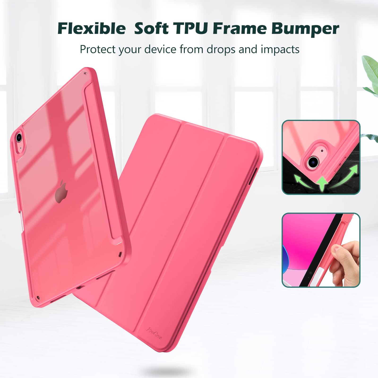 ProCase ProCase for iPad 10th Generation Case with Pencil Holder 2022 iPad 10.9 Inch Case -Pink Bundle with iPad 10th Generation 10.9 2022 Privacy Screen Protector A2696/A2757/A2777