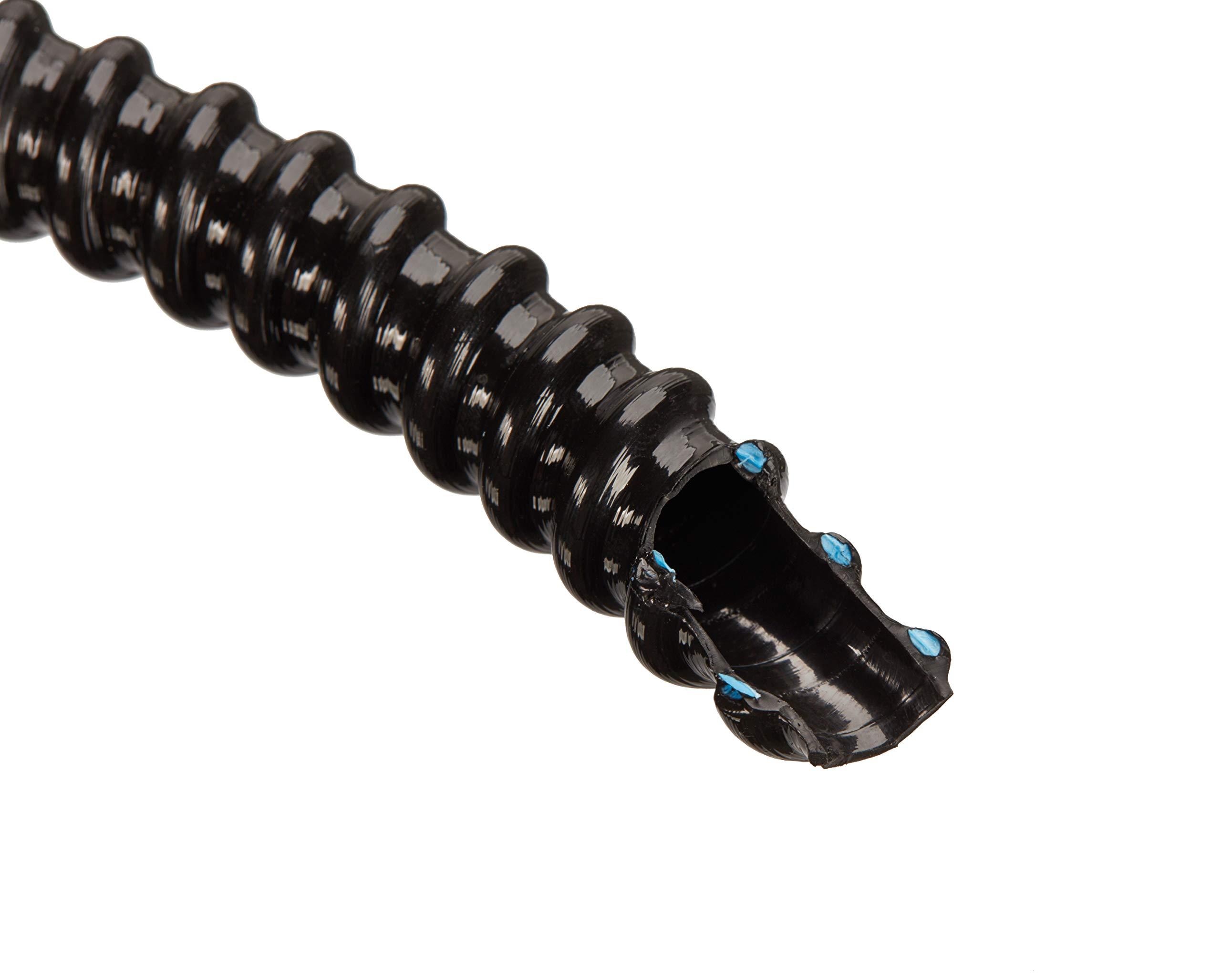 hydromaxx HydroMaxx Flexible Corrugated PVC Non-Split Tubing and Convoluted Wire Loom - UV Stabilized - Rated for Outdoor Use (2" dia x 25 ft, Black)