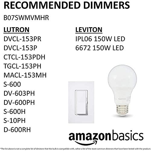 Amazon Basics Amazon Basics A19 LED Light Bulb, 60 Watt Equivalent, Energy Efficient 9W, E26 Standard Base, Soft White 2700K, Dimmable, 10,000 Hour Lifetime , 16-Pack