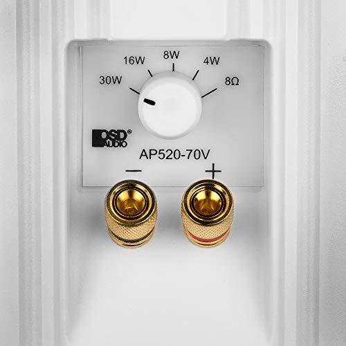 OSD Audio OSD 5.25" Outdoor 70V Patio Speaker Pair, 30W 16W 8W 4W Taps, Weather Proof IP54 Rated, White - AP520