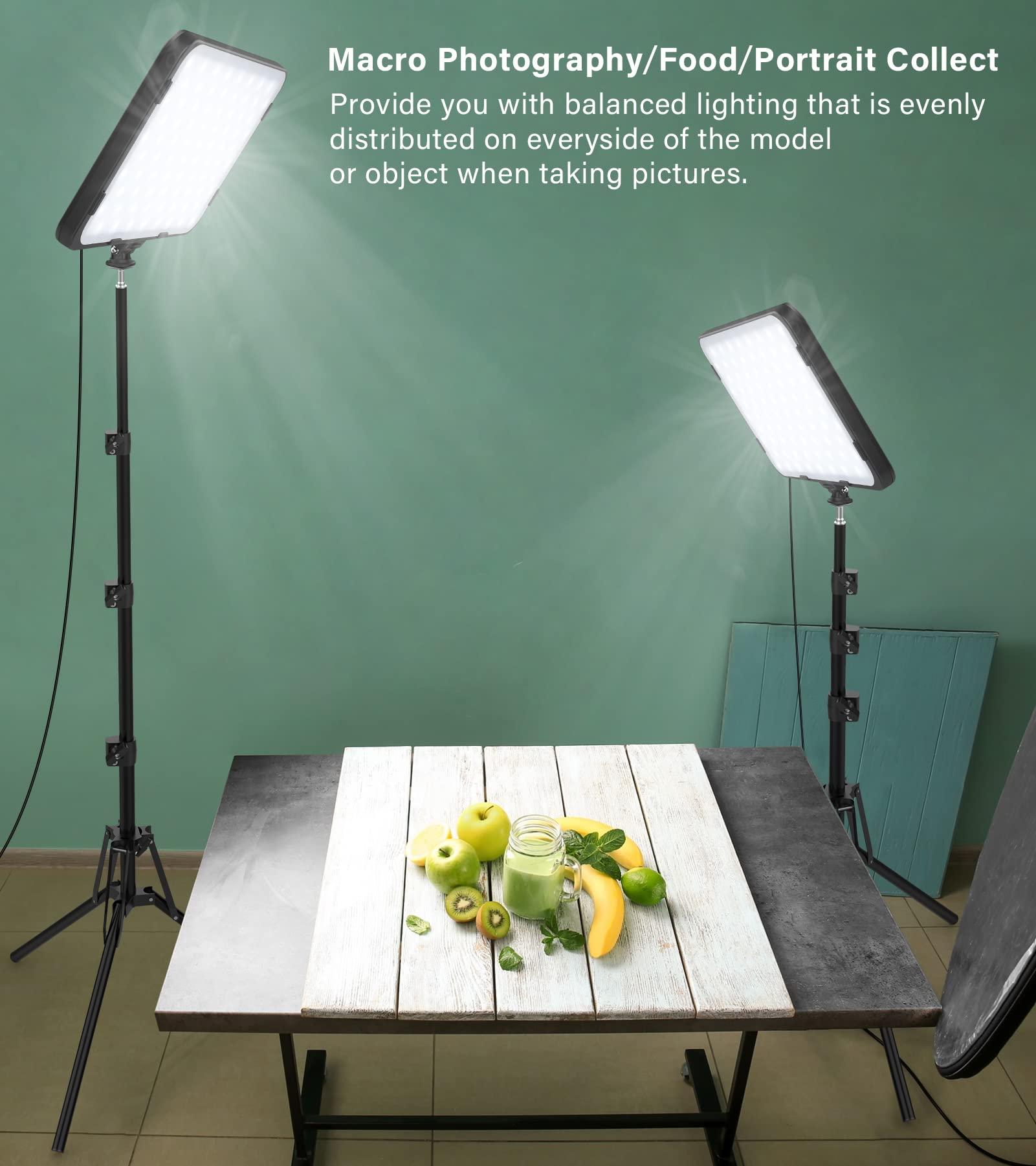 Unicucp 2 Pack LED Video Photography Lighting Kit with 62.99'' Tripod Stand, Unicucp 2500-8500K Dimmable Studio Streaming Light for Video Recording Filming, Live Game YouTube, Portrait Shooting, USB Charger