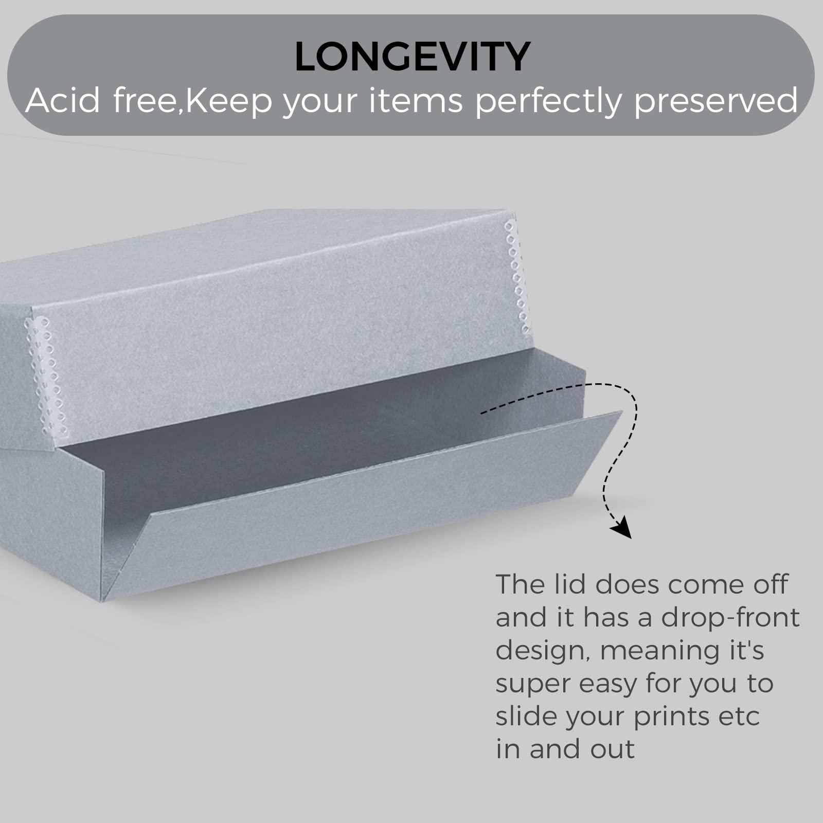 Lineco Lineco, Archival Storage Box, Museum Preservation Organizer with Drop Front Design, Acid-Free with Metal Edge, Preserves Picture Longevity, Photos, Documents, Crafts, DIY, 11x14