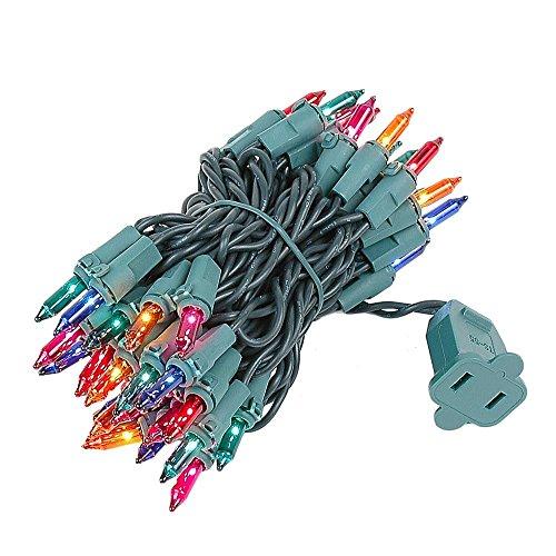Novelty Lights Novelty Lights 50 Light Multi Christmas Mini String Light Set, Green Wire, Indoor/Outdoor UL Listed, 11' Long
