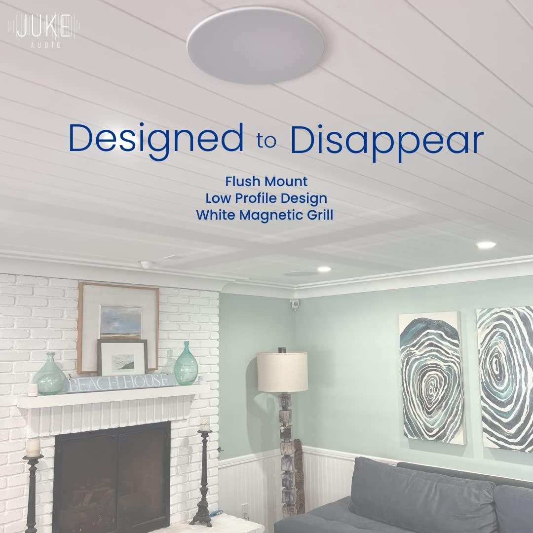 JUKE AUDIO JUKE AUDIO Sky Speaker | Pair of 8" in-Ceiling Speakers | 2-Way Sound Coverage with Woofer & Pivoting Tweeter | Flush Mount Design | Multi-Room Audio System