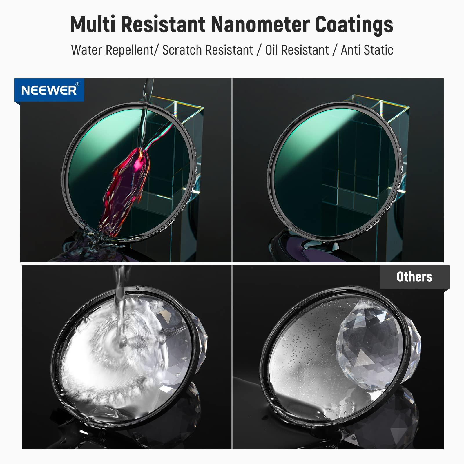 NEEWER NEEWER 72mm Lens Filter Kit ND8 ND64 CPL Filter Set, Neutral Density+Circular Polarizer Filter Kit with 30 Layers Nano Coating/HD Optical Glass/Water Repellent/Scratch Resistant/Ultra Slim/Filter Bag