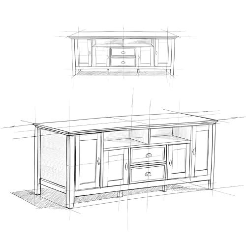 SIMPLIHOME SIMPLIHOME Redmond SOLID WOOD 72 inch Wide Transitional TV Media Stand in Brunette Brown For TVs up to 80 inches for the Living Room and Entertainment Center