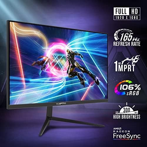 Sceptre Sceptre 25" Gaming Monitor 1920 x 1080p up to 165Hz 1ms AMD FreeSync Premium HDMI x3 DisplayPort Build-in Speakers, 106% sRGB Machine Black (E255B-FWD168)