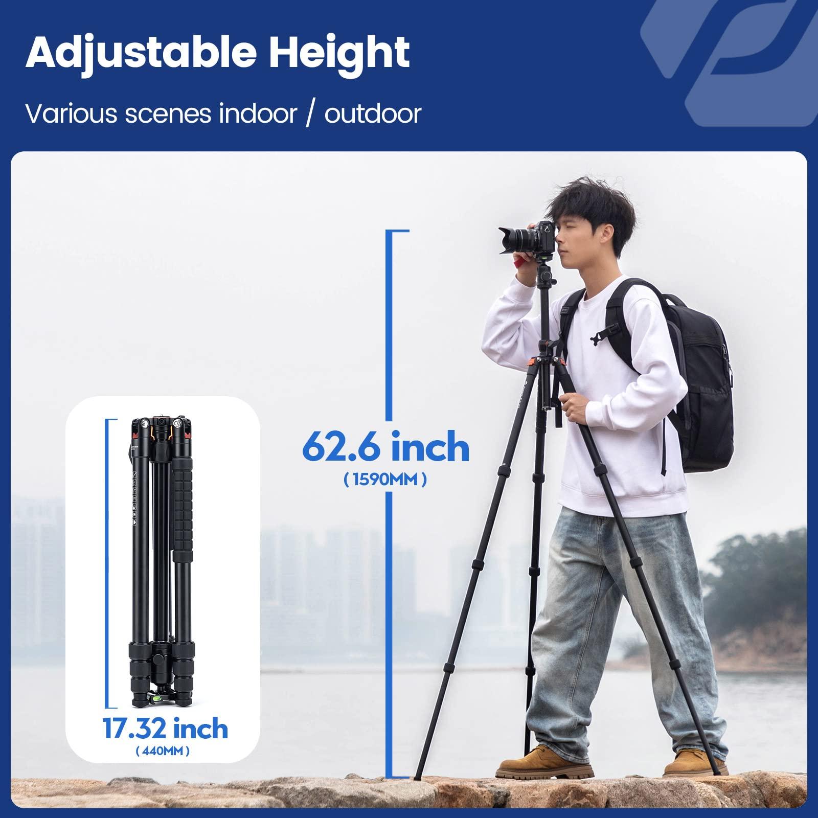 Fotopro Fotopro 68 inch Camera Tripod Horizontal 360 Tripod Portable Monopod with Ball Head 16KG Load Capacity Quick Release Plate, for Travel and Work
