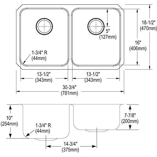 Elkay Elkay ELUH311810R Sink, 30-3/4" x 18-1/2"/36"